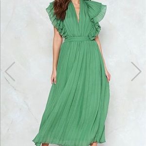 Pleat maxi open back dress